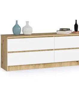 Komody a skrinky Široká komoda MISS160, dub Artisan / biela