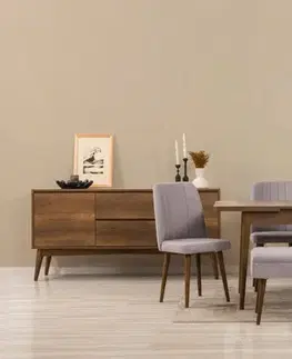 Jedálenské sety Set s rozkladacím stolom, stoličkami a konzolou (7 kusov) Vina 03 0701 - Walnut, Grey