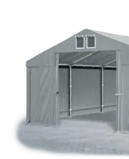 Záhrada Skladový stan 5x10x2,5m strecha PVC 560g/m2 boky PVC 500g/m2 konštrukcie ZIMA PLUS Šedá Šedá Šedá