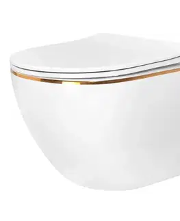 Sanitárna keramika Závesná WC misa Carlo Mini Tornado White Gold Edge