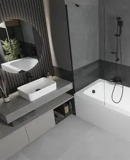 Sprchové dvere MEXEN/S - Vega obdĺžniková vaňa 180 x 80 cm s panelom + vaňová zástena 70, transparent, čierna 550118080X9507000070