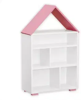Regály Regál Bb01  domček biela+ružová