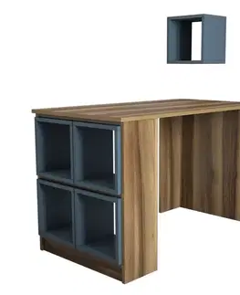 Písacie stoly Písací stôl Box - Walnut, Chalcedony
