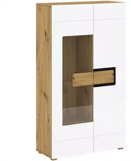 Vitríny a regály do obývačky Vitrína Pawel C 2D sklo