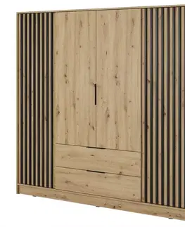 Šatníkové skrine Skriňa Nelly 4d Dub Artisan/Čierna