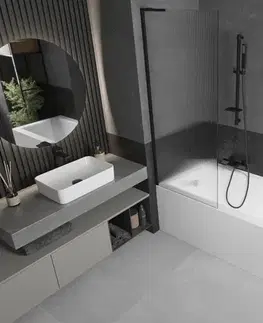 Sprchové dvere MEXEN/S - Next L vaňová zástena FIX 70 x 150, prúžky, čierna 895-070-000-03-09-70