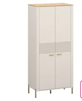 Šatníkové skrine KONDELA Runol 2D dvojdverová šatníková skriňa kašmír / dub kamenný