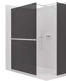 Držadlá k vani CERANO - Sprchová zástěna Walk-in Onyx T L/P - 10 mm - hranatá vzpěra + polička/držák na ručníky - chrom, grafitové sklo - 160x150x200  CER-8050BD9769