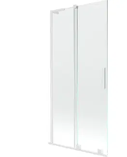 Sprchové dvere MEXEN/S - Velar L dvojkrídlová posuvná vaňová zástena 95 x 150, transparent, biela 896-095-003-01-20