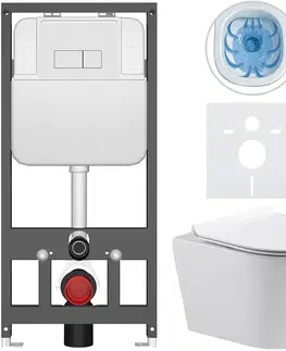Záchody CERANO - Kompletný WC set Basic/Carlito - biela lesklá - WC tlačidlo Modulo/Biela - závesné - predstenová inštalácia - 48,5x36,5 CER-8050BD86048