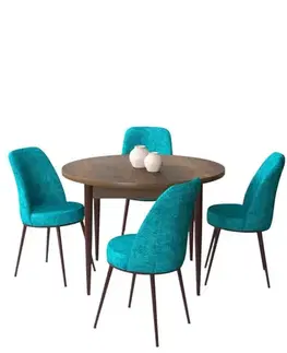 Jedálenské sety Dining Table & Chairs Set (5 Pieces) Tor - Baroque, Turquoise