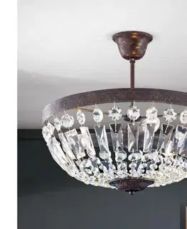 Svietidlá Orion DL 7-487/3-Kriš. luster na tyči ARILA 3xE14/40W/230V pr.40 cm hnedá/patina DL 7-487/3 Antik/Kristall