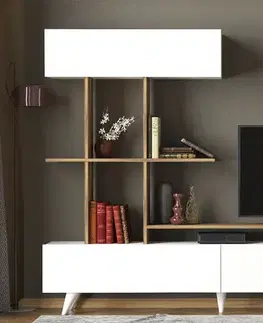 Nábytkové zostavy VIOLA TV stena, biela / orech