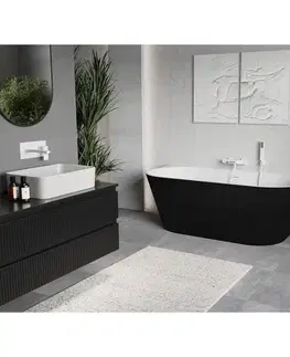 Vane MEXEN/S - Oris voľne stojaca vaňa nástenná reliéf 150 x 75, biela/čierna, sifón a prepad biela 52871507575-20
