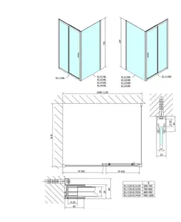 Sprchové dvere POLYSAN - EASY obdĺžniková sprchová zástena 1100x900 L/P varianta, sklo Brick EL1138EL3338