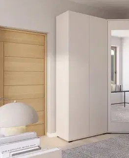 Šatníkové skrine ArtPK Rohová šatníková skriňa BIANCO so zrkadlom | cashmere