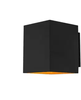 Nástenné osvetlenie Dizajnová nástenná lampa čierna a zlatá obdĺžniková - Sola