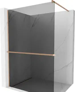 Sprchové dvere MEXEN/S - Kioto+ Sprchová zástena WALK-IN s poličkou a držiakom uterákov 70 x 200, grafit, meď kartáčovaná 800-070-121-65-40