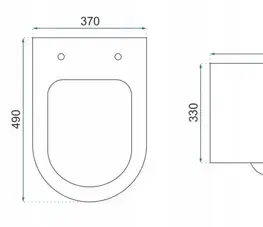 Záchody REA - Závesná WC misa vrátane sedátka Carlo Mini Flat čierna/zlatý prúžok + sedátko duraplast REA-C8800