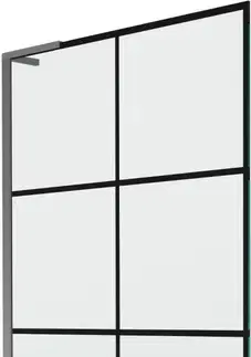 Sprchové dvere MEXEN/S - Next L vaňová zástena FIX 90 x 150, čierna vzor, grafit metal 895-090-000-03-77-95