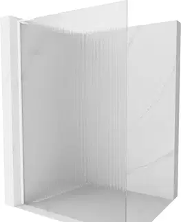 Sprchové dvere MEXEN/S - Kioto L Sprchová zástena WALK-IN 80 x 200, prúžky, biela 800-080-103-20-09
