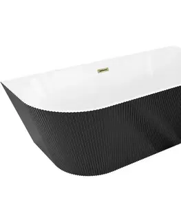 Vane MEXEN/S - Oris voľne stojaca vaňa nástenná reliéf 170 x 80, biela/čierna, sifón a prepad zlatá 52871708075-50