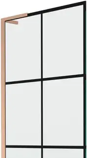 Sprchové dvere MEXEN/S - Next L vaňová zástena FIX 70 x 150, čierna vzor, meď kartáčovaná 895-070-000-03-77-65