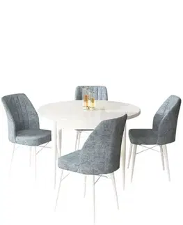 Jedálenské sety Dining Table & Chairs Set (5 Pieces) Rox - White, Grey