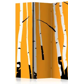 Paravány Paraván Birches on the orange background Dekorhome