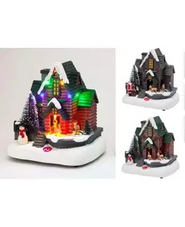 Ostatné vianočné dekorácie Kinekus Dekorácia domček LED pohyblivá 18x21 cm mix