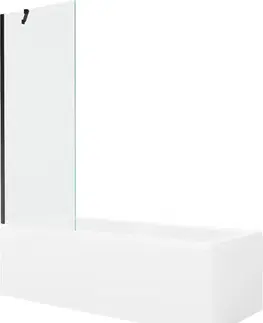 Sprchové dvere MEXEN/S - Cubik obdĺžniková vaňa 160 x 70 cm s panelom + vaňová zástena 70, transparent, čierna 550316070X9507000070