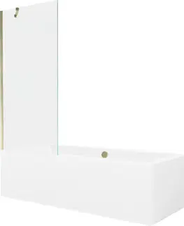 Sprchové dvere MEXEN/S - Cube obdĺžniková vaňa 180 x 80 cm s panelom + vaňová zástena 80, transparent, zlatá 550518080X9508000050