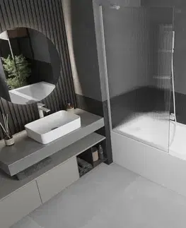 Sprchové dvere MEXEN/S - Next vaňová zástena FIX 90 x 150, prúžky, biela 895-090-000-00-09-20