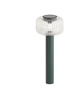 Solárne svietidlá Moderný vonkajší stĺpik zelený s rebrovaným sklom vrátane LED solárneho IP65 - Ribble Mushroom