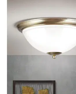 Svietidlá Orion DL 7-677/50 - Stropné svietidlo AUSTRIAN OLD LAMP 3xE27/60W/230V bronz/biela DL 7-677/50 Patina/356 opal