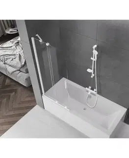 Sprchové dvere MEXEN/S - Velar Dvojkrídlová posuvná vaňová zástena 85 x 150, transparent, biela 896-085-000-01-20