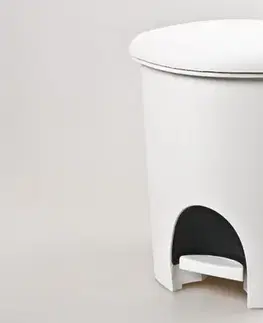 Koše odpadkové PLAST TEAM - Kôš odpadkový 6 l šlapací, biely umelá hmota