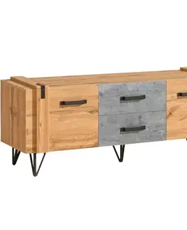 RTV stolíky v podkrovnom štýle TV stolík Lofter LO7 Dub