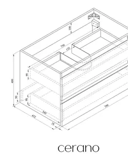 Kúpeľňový nábytok CERANO - Kúpeľňová skrinka pod umývadlo Carole - antracitová - 79x48x45 CER-692779