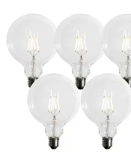 LED osvetlenie Sada 5 ks E27 3-stupňová stmievateľná LED žiarovka so špirálovým vláknom G125 4W 450lm 3000K