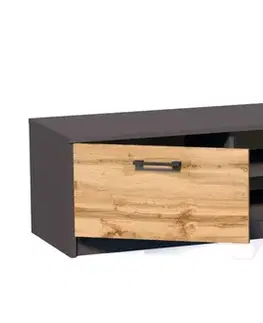 TV stolíky MAREK K028 TV stolík s dvierkami a policami 160cm, dub Wotan