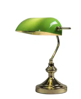 Stolové lampy na písací stôl Inteligentná stolná lampa mosadz s zeleným sklom vrátane Wifi P45 - Banker
