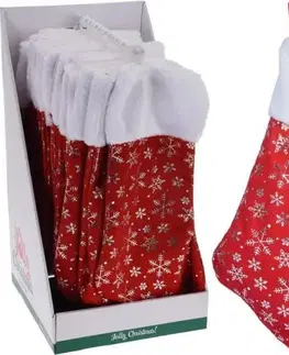 Ostatné vianočné dekorácie Kinekus Ponožka vianočná 42cm, s vločkami