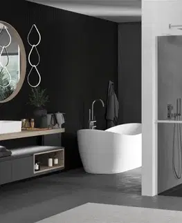 Sprchové dvere MEXEN/S - KIOTO Sprchová zástena WALK-IN s poličkou a držiakom uterákov 90 x 200, grafit 8 mm, chróm 800-090-121-01-40
