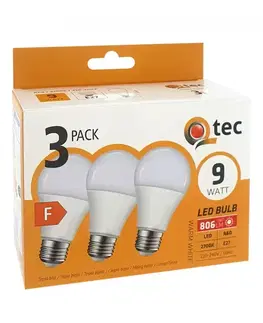Žiarovky E27 Žiarovka LED QTEC 9W A60 E27 2700K 3PACK