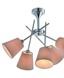 Stropná svetla Chrómová stropná lampa s látkovým tienidlom 5x40W Vox
