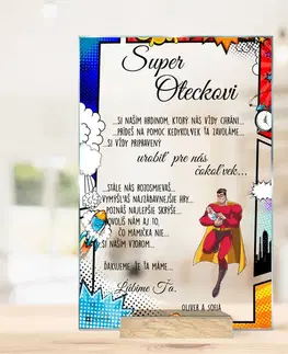 Tabuľky s venovaním (darčeky) Darček pre otca - sklenená plaketa môj hrdina