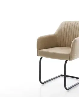 Jedálenské stoličky DELIFE Jedálenská stolička Greg-Flex mikrovlákno béžová vintage jedálenská stolička okrúhla čierna vrecková pružina
