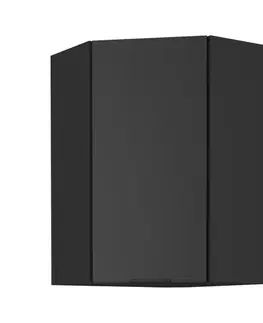 Kuchynské horné skrinky KONDELA Siber 60x60 GN-90 1F horná rohová kuchynská skrinka čierna
