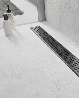 Sprchovacie kúty MEXEN/S - Flat 360° M08 podlahový žľab otočný 90, čierny 1725090-40